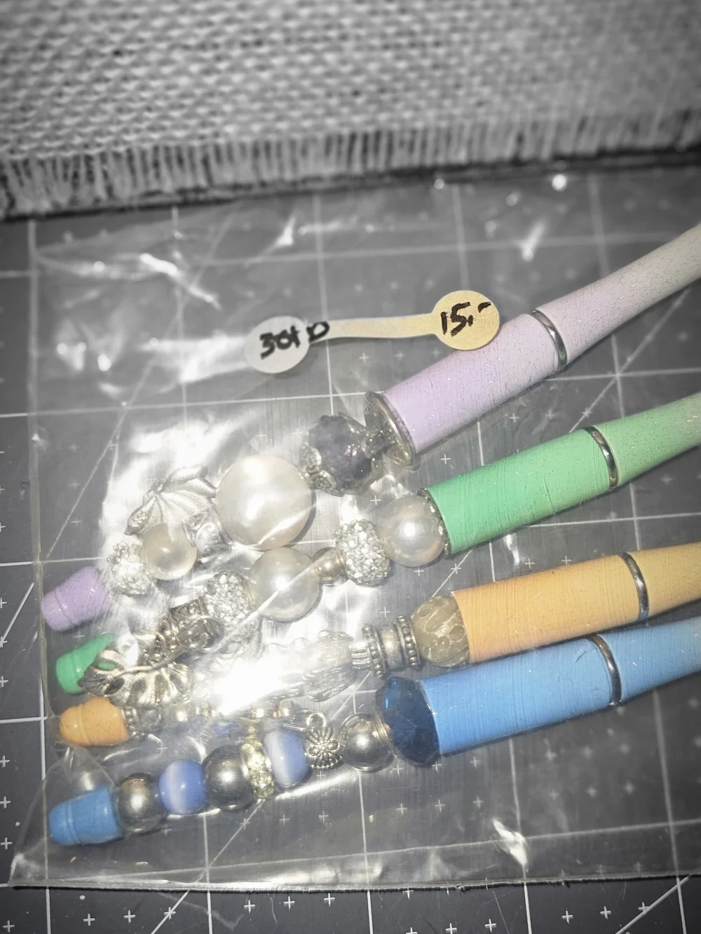 Handcrafted Beaded Gradient White and Pastel Accent Pens - Home Accents